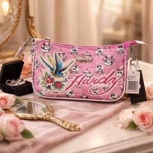 Ed Hardy Pink and White Bag